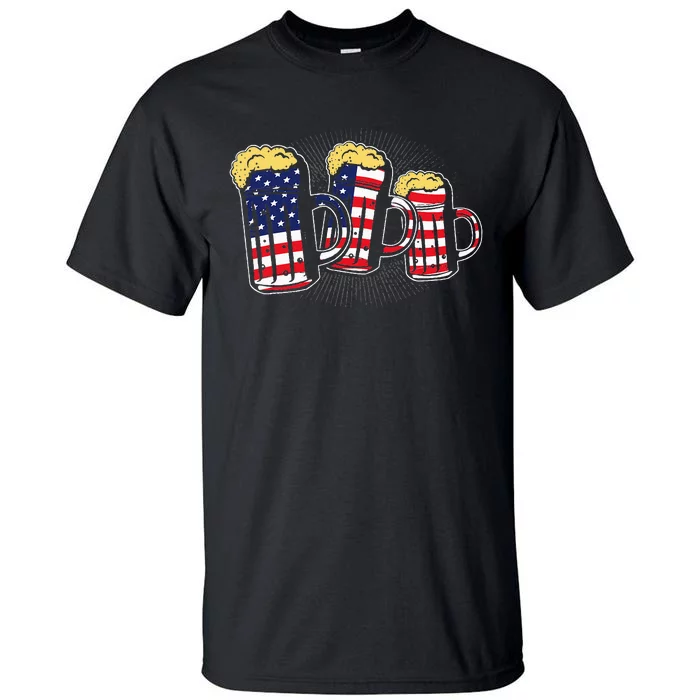 Patriotic Beer Mug American Flag USA 4th of July Merica Gift Tall T-Shirt