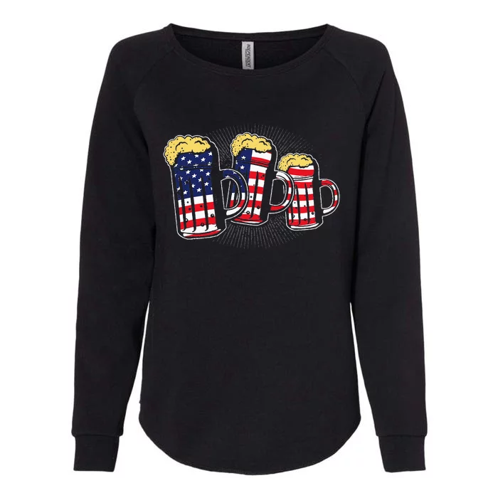 Patriotic Beer Mug American Flag USA 4th of July Merica Gift Womens California Wash Sweatshirt