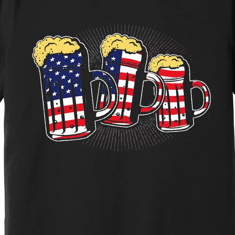 Patriotic Beer Mug American Flag USA 4th of July Merica Gift Premium T-Shirt