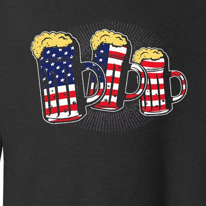 Patriotic Beer Mug American Flag USA 4th of July Merica Gift Toddler Sweatshirt