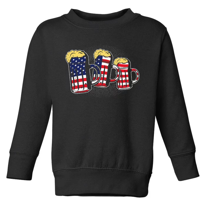 Patriotic Beer Mug American Flag USA 4th of July Merica Gift Toddler Sweatshirt