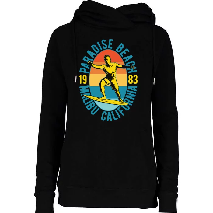 Paradise Beach Malibu California Womens Funnel Neck Pullover Hood