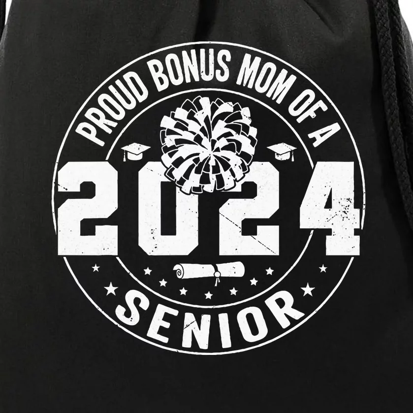 Proud Bonus mom of a 2024 Senior Cheerleader Cheer Bonus mom Drawstring Bag