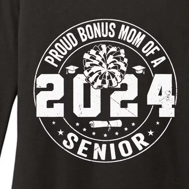 Proud Bonus mom of a 2024 Senior Cheerleader Cheer Bonus mom Womens CVC Long Sleeve Shirt