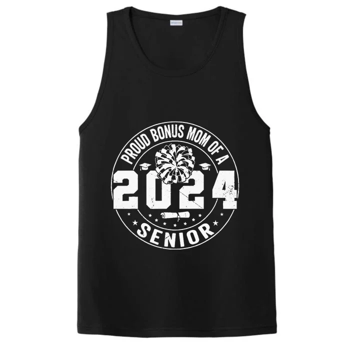 Proud Bonus mom of a 2024 Senior Cheerleader Cheer Bonus mom Performance Tank