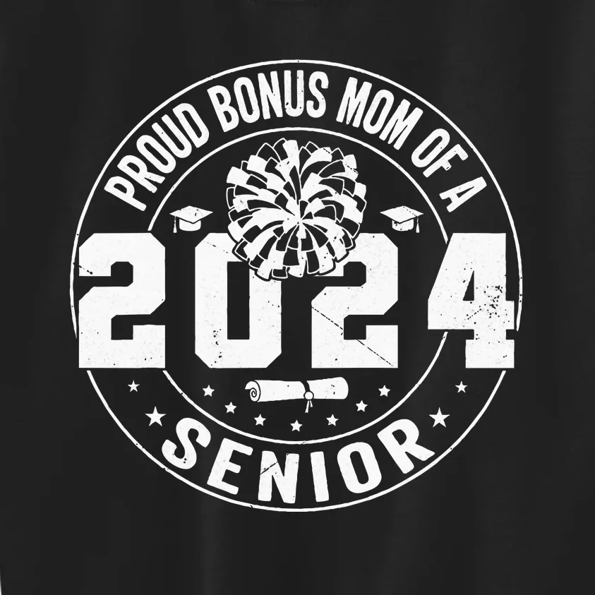 Proud Bonus mom of a 2024 Senior Cheerleader Cheer Bonus mom Kids Sweatshirt