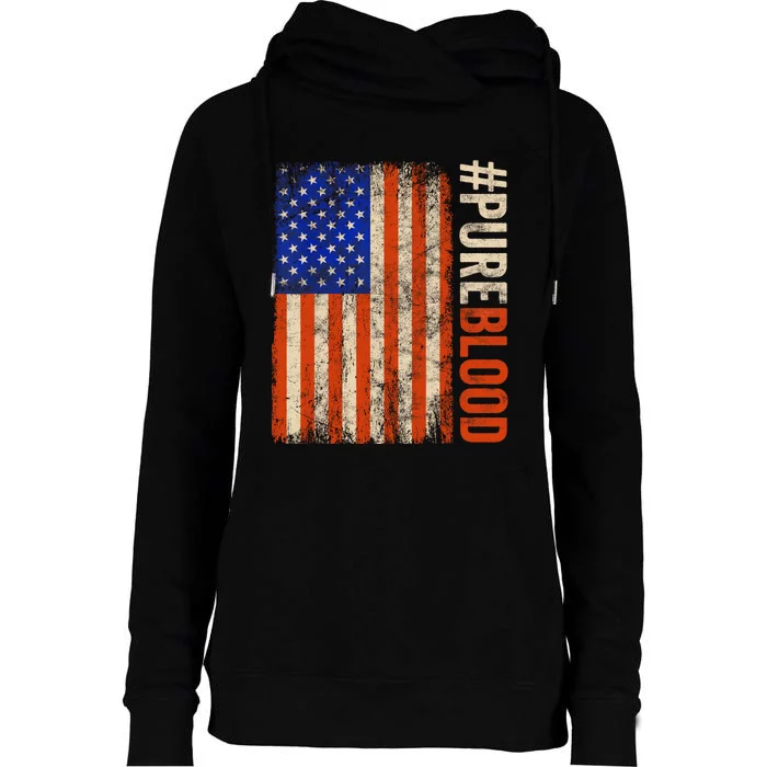 Pure Blood Movement #Pureblood Freedom American Womens Funnel Neck Pullover Hood