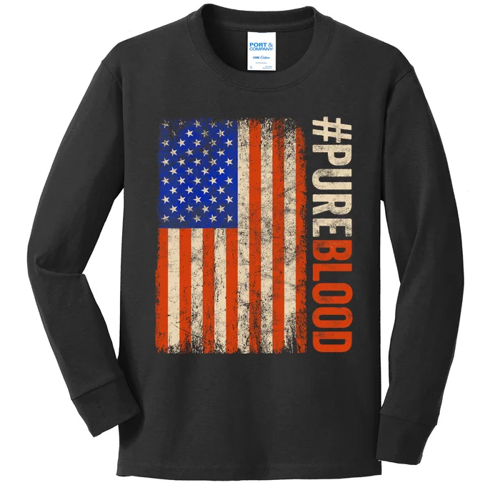 Pure Blood Movement #Pureblood Freedom American Kids Long Sleeve Shirt