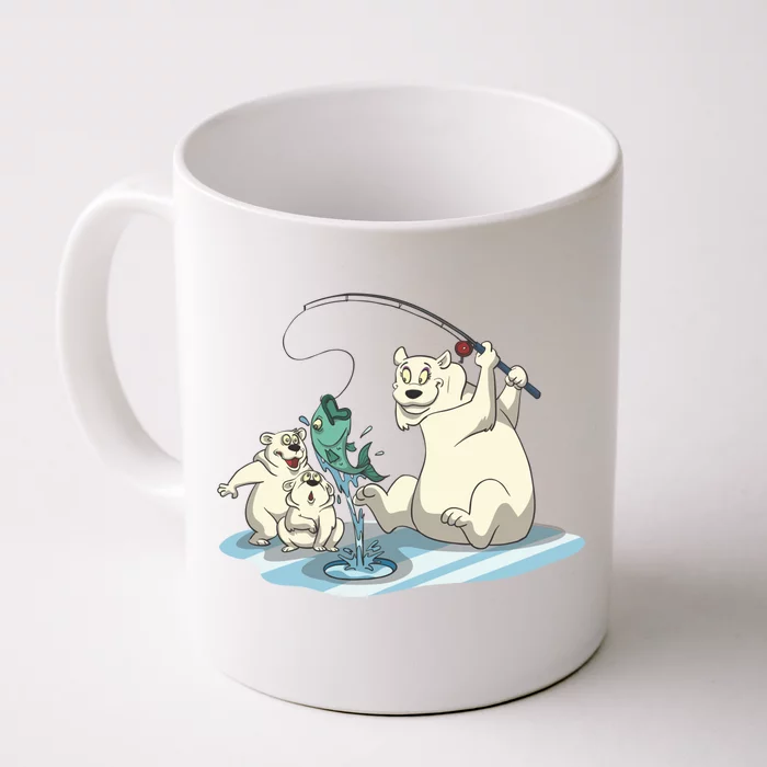 Polar Bear Mom Ice Fishing With Her Gift Front & Back Coffee Mug