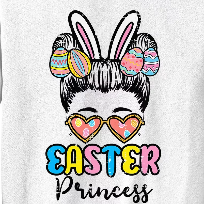 Princess Bunny Messy Bun Cute easter egg hunting Sweatshirt