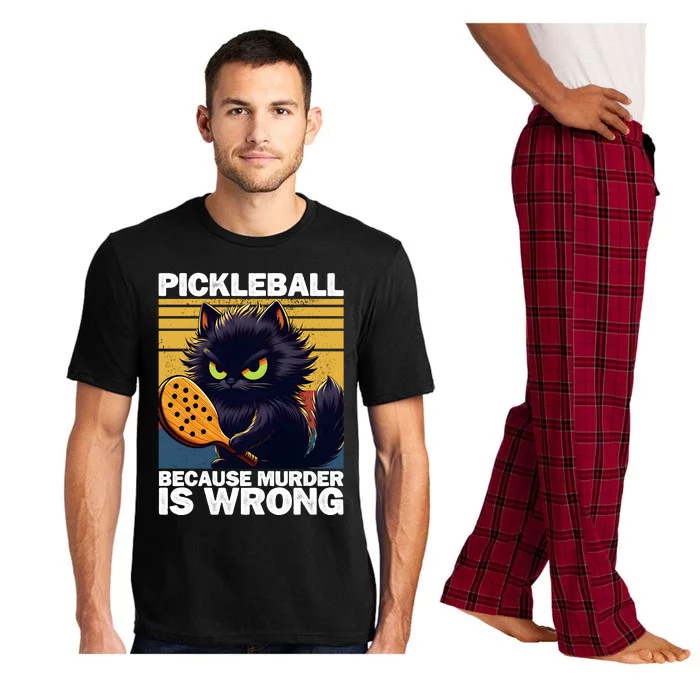 Pickleball Because Murder Is Wrong Funny Pickleball Cat Pajama Set