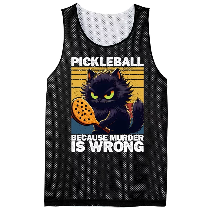 Pickleball Because Murder Is Wrong Funny Pickleball Cat Mesh Reversible Basketball Jersey Tank