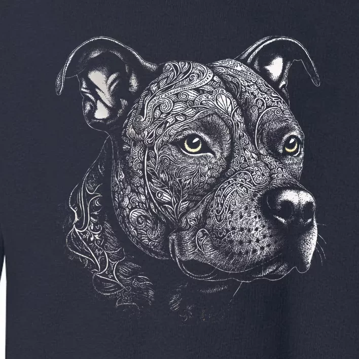 Pit Bull Mom Dog Lover Mandala Artistic Pitbull Owner Toddler Sweatshirt