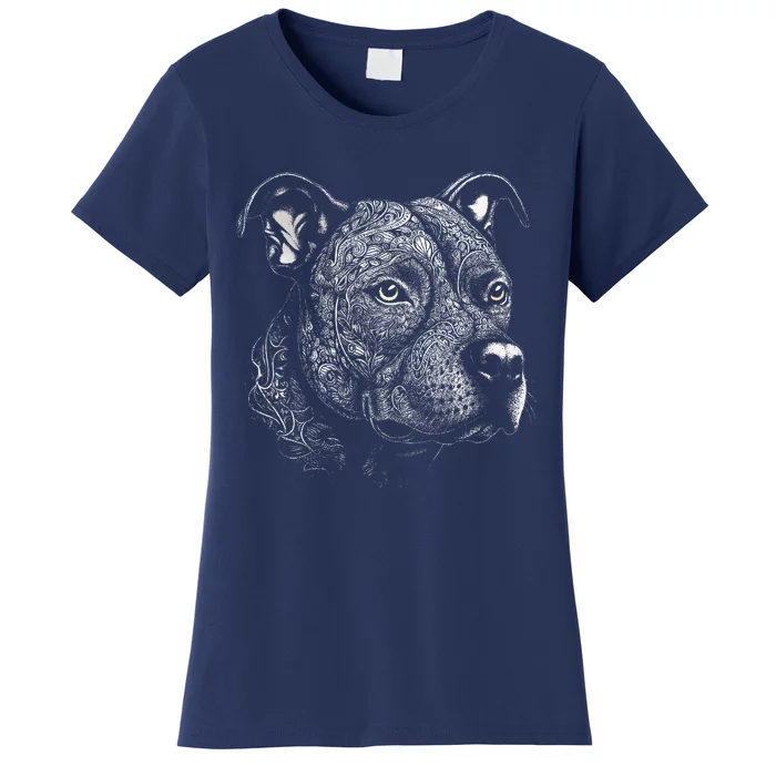 Pit Bull Mom Dog Lover Mandala Artistic Pitbull Owner Women's T-Shirt