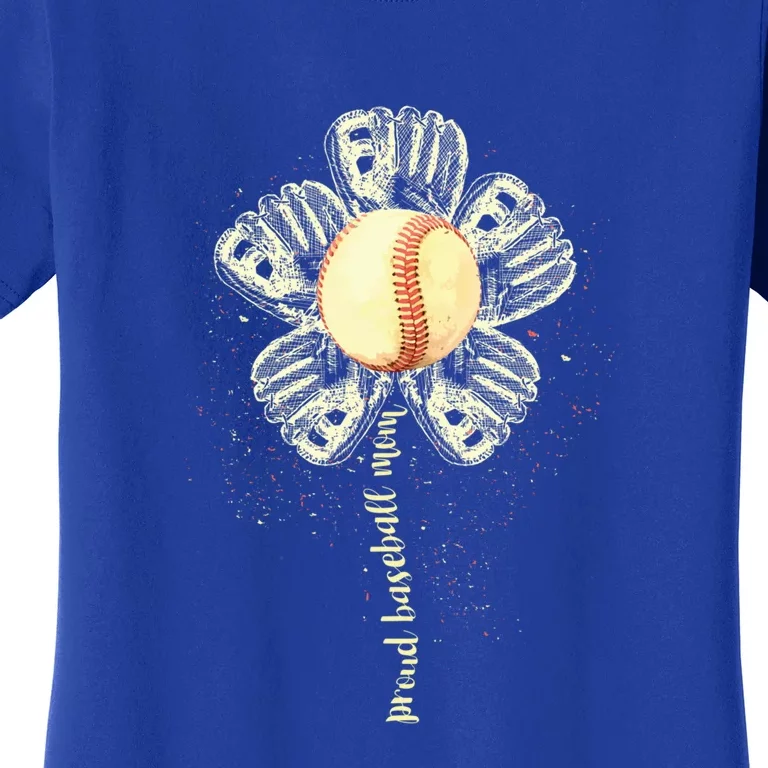 Proud Baseball Mom Flower Mothers Day Softball Tee Ball Gift Women's T-Shirt