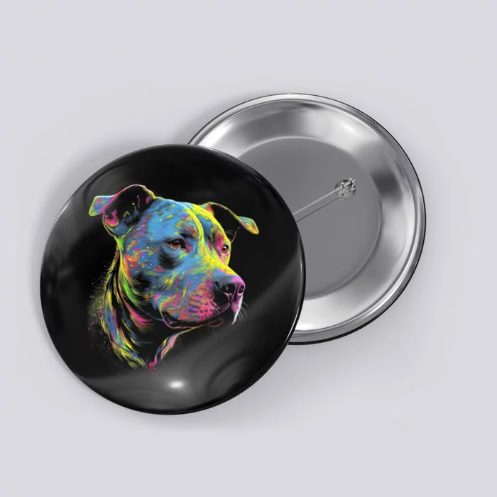 Pit Bull Mom Dog Lover Colorful Artistic Pitbull Owner Button