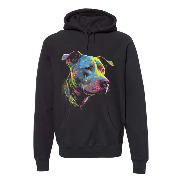 Pit Bull Mom Dog Lover Colorful Artistic Pitbull Owner Premium Hoodie