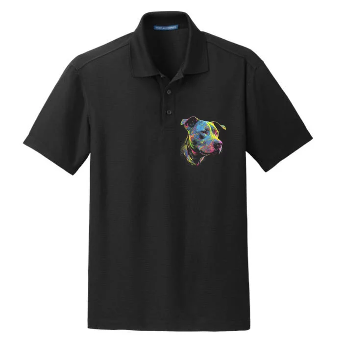 Pit Bull Mom Dog Lover Colorful Artistic Pitbull Owner Dry Zone Grid Performance Polo