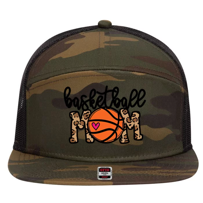 Print Basketball Mom Cute Gift 7 Panel Mesh Trucker Snapback Hat