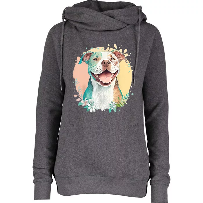 Pit Bull Mom Dog Lover Colorful Artistic Pitbull Owner Womens Funnel Neck Pullover Hood