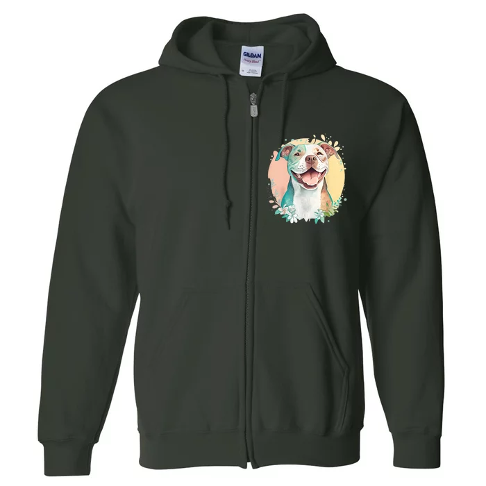 Pit Bull Mom Dog Lover Colorful Artistic Pitbull Owner Full Zip Hoodie