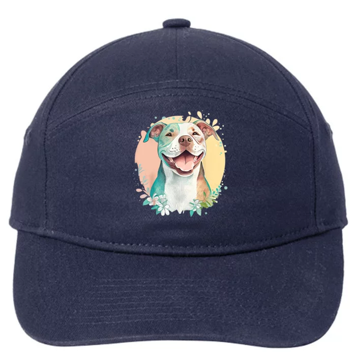 Pit Bull Mom Dog Lover Colorful Artistic Pitbull Owner 7-Panel Snapback Hat