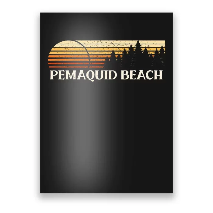 Pemaquid Beach Me Vintage Evergreen Sunset Eighties Retro Poster