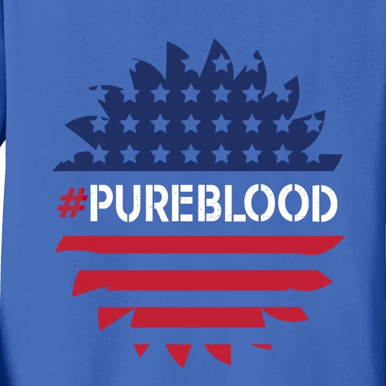 Pure Blood Movet #Pureblood Freedom Flag Gift Kids Long Sleeve Shirt