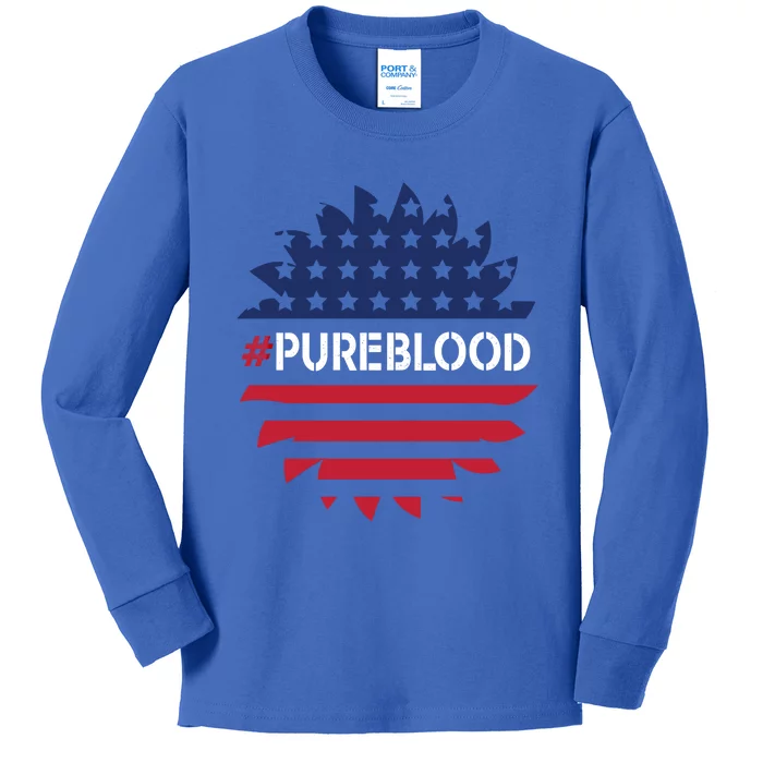 Pure Blood Movet #Pureblood Freedom Flag Gift Kids Long Sleeve Shirt