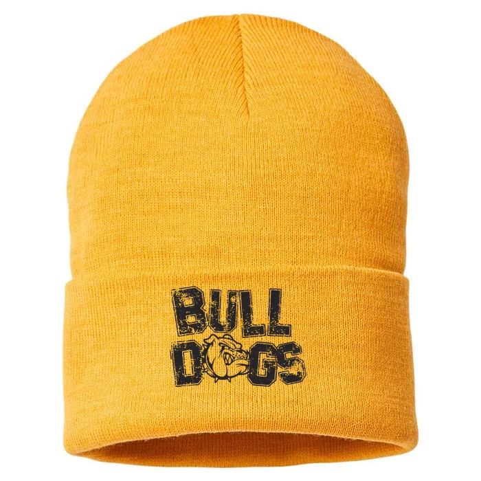 Preppy Bulldog Mascot Sustainable Knit Beanie