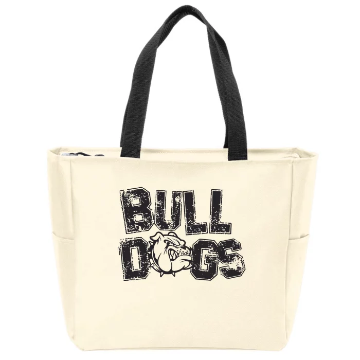 Preppy Bulldog Mascot Zip Tote Bag