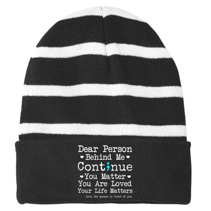 Person Behind Me Suicide Prevention & Depression Awareness Striped Beanie with Solid Band