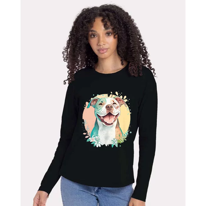 Pit Bull Mom Dog Lover Colorful Artistic Pitbull Owner Women Womens Cotton Relaxed Long Sleeve T-Shirt