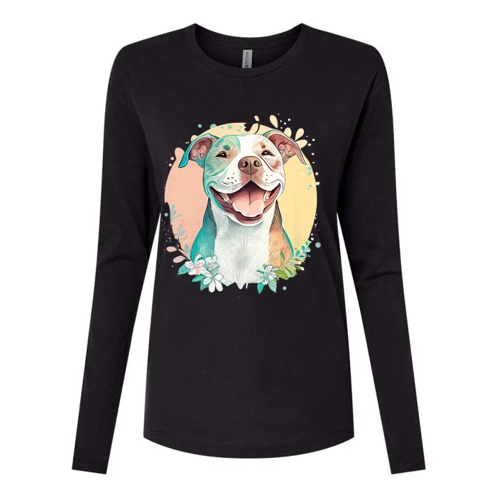 Pit Bull Mom Dog Lover Colorful Artistic Pitbull Owner Women Womens Cotton Relaxed Long Sleeve T-Shirt