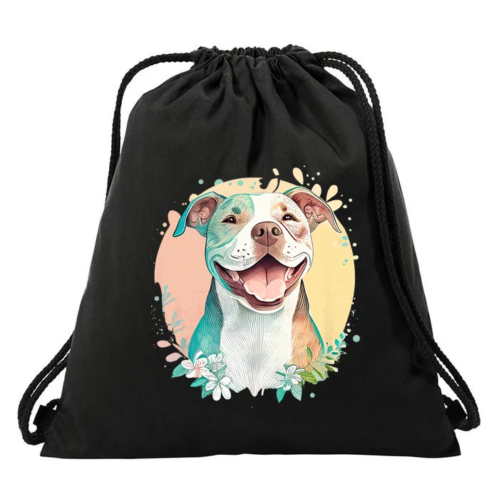 Pit Bull Mom Dog Lover Colorful Artistic Pitbull Owner Women Drawstring Bag