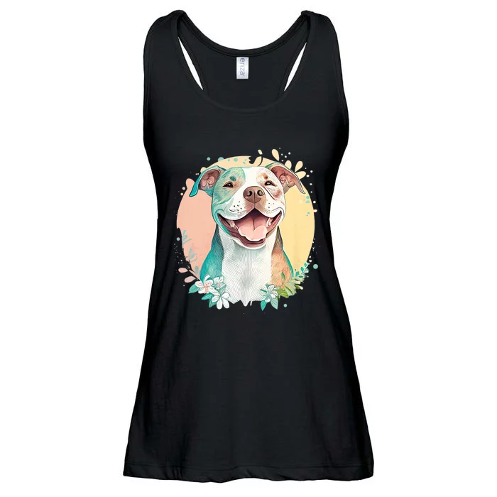 Pit Bull Mom Dog Lover Colorful Artistic Pitbull Owner Women Ladies Essential Flowy Tank