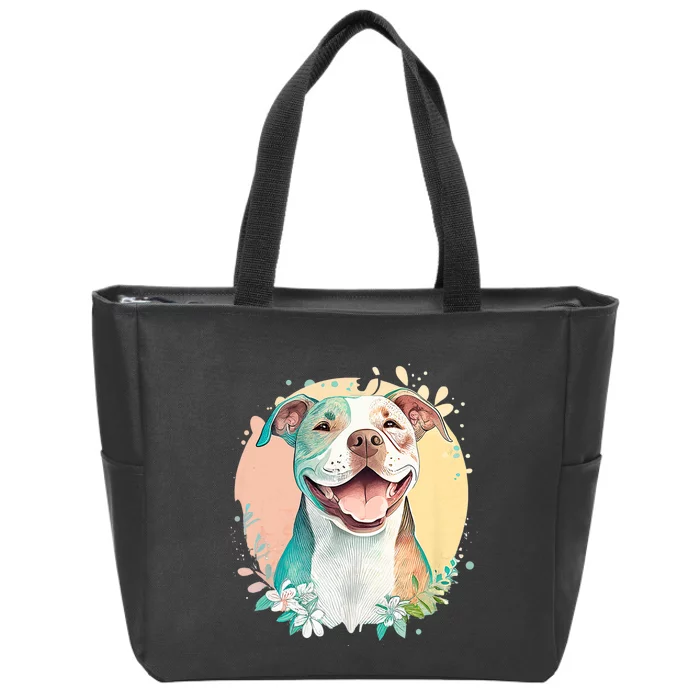 Pit Bull Mom Dog Lover Colorful Artistic Pitbull Owner Women Zip Tote Bag