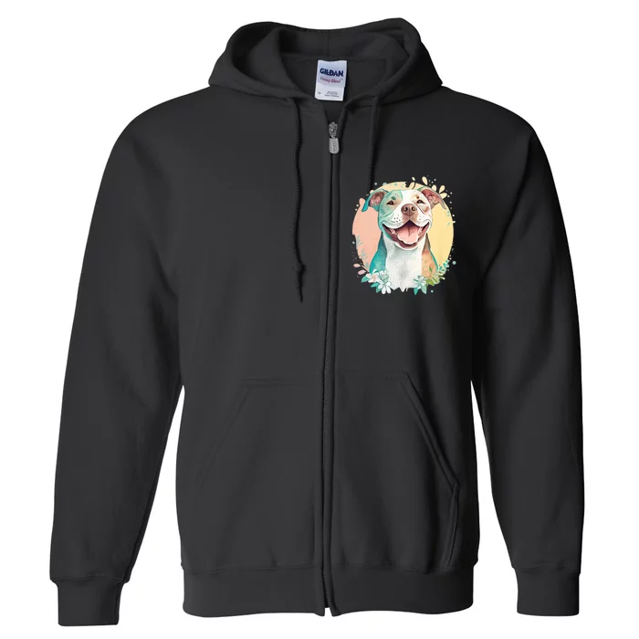 Pit Bull Mom Dog Lover Colorful Artistic Pitbull Owner Women Full Zip Hoodie