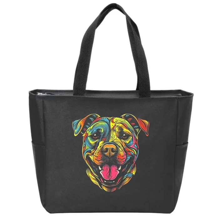 Pit Bull Mom Dog Lover Colorful Artistic Pitbull Owner Women Zip Tote Bag