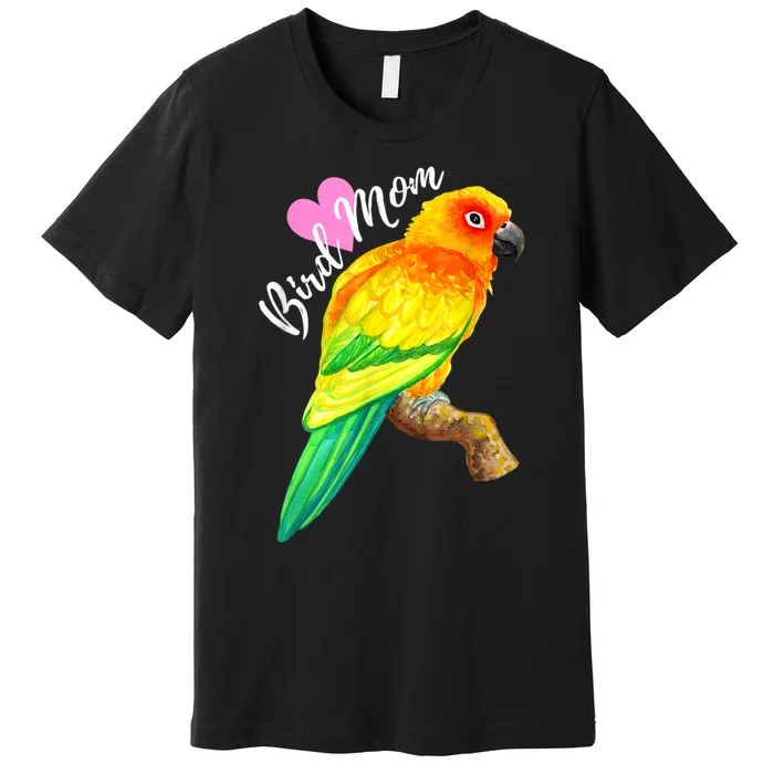 Parrot Bird Mom Sun Conure Watercolor Premium T-Shirt