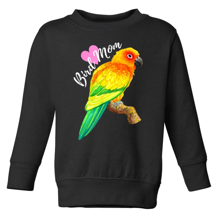 Parrot Bird Mom Sun Conure Watercolor Toddler Sweatshirt