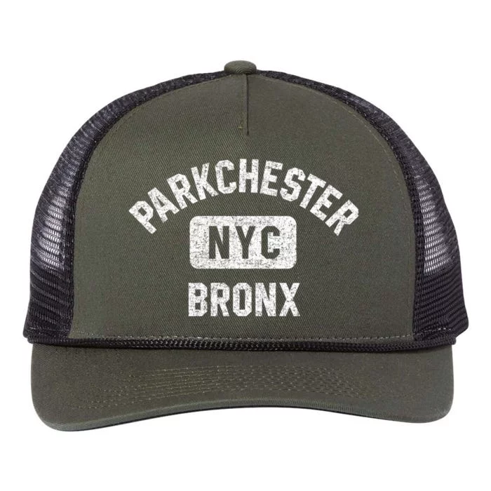 Parkchester Bronx Nyc Gym Style Distressed White Print Great Gift Retro Rope Trucker Hat Cap