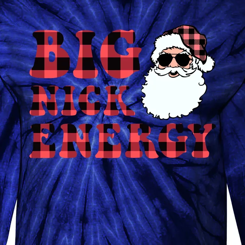 Plaid Big Nick Energy Santa Claus Funny Christmas Tie-Dye Long Sleeve Shirt