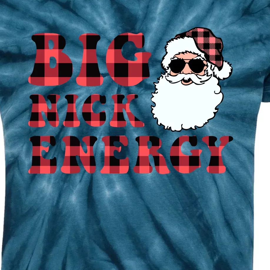 Plaid Big Nick Energy Santa Claus Funny Christmas Kids Tie-Dye T-Shirt