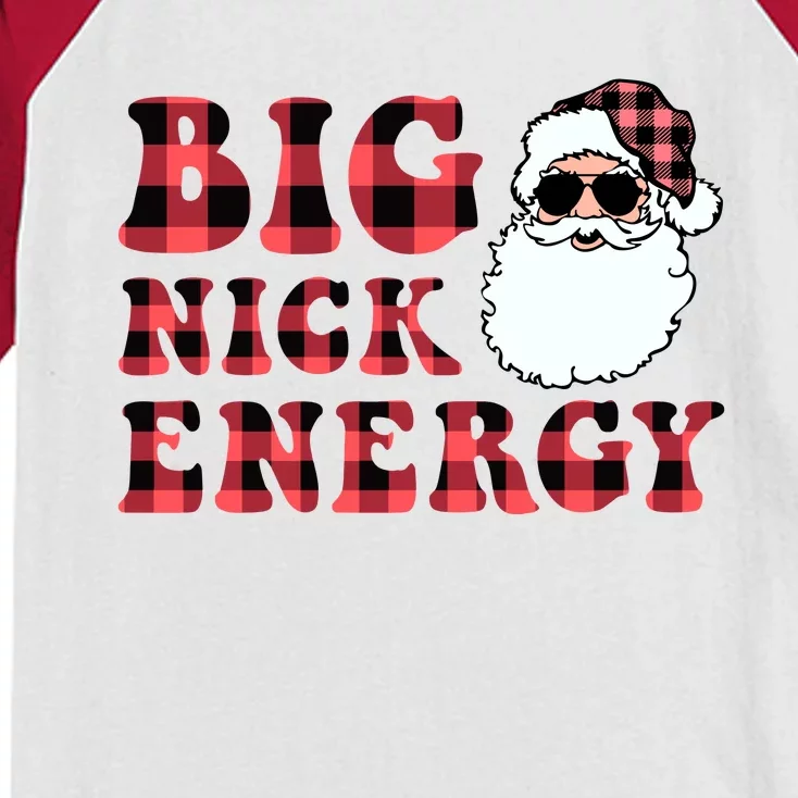 Plaid Big Nick Energy Santa Claus Funny Christmas Kids Colorblock Raglan Jersey