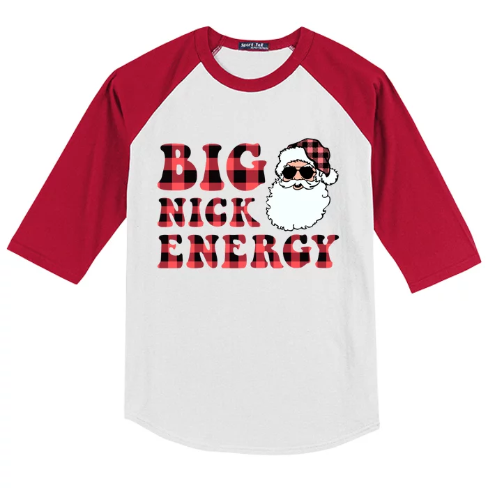 Plaid Big Nick Energy Santa Claus Funny Christmas Kids Colorblock Raglan Jersey