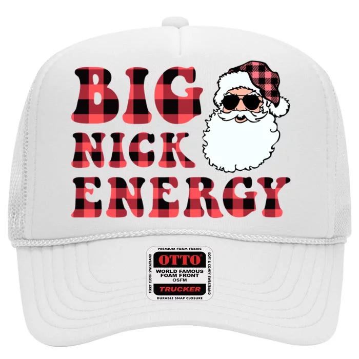 Plaid Big Nick Energy Santa Claus Funny Christmas High Crown Mesh Trucker Hat