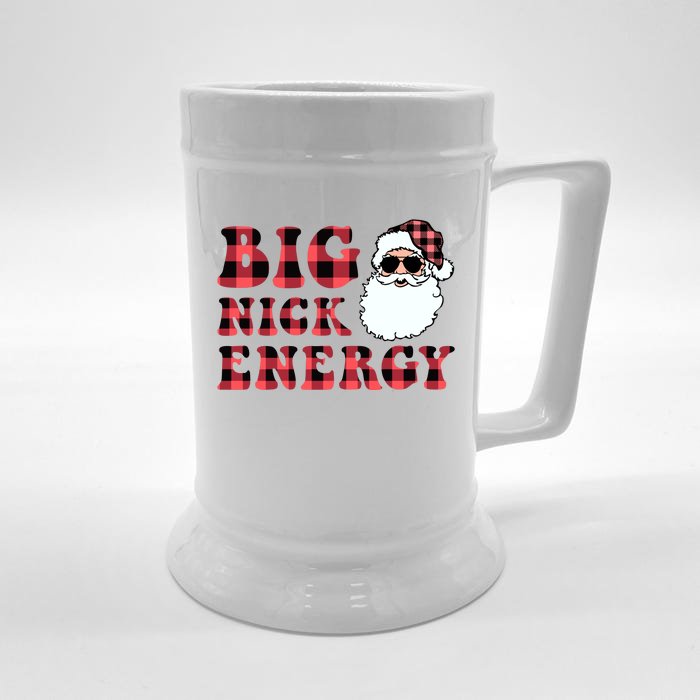 Plaid Big Nick Energy Santa Claus Funny Christmas Front & Back Beer Stein