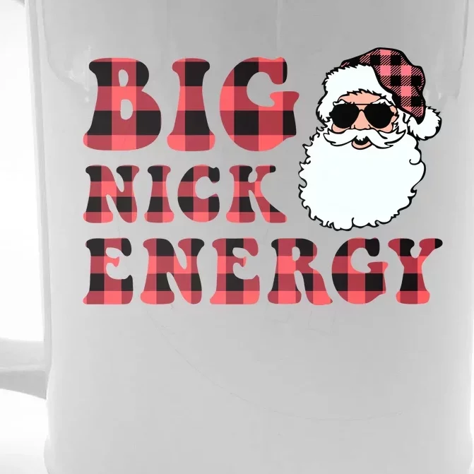 Plaid Big Nick Energy Santa Claus Funny Christmas Front & Back Beer Stein