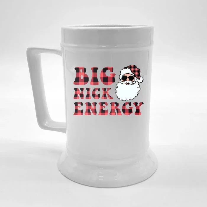 Plaid Big Nick Energy Santa Claus Funny Christmas Front & Back Beer Stein